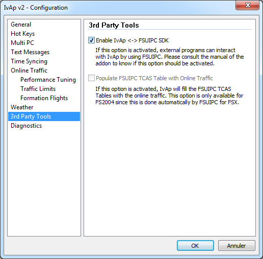 Capture d'écran de l'onglet 3rd Party Tools de la configuration IvAp